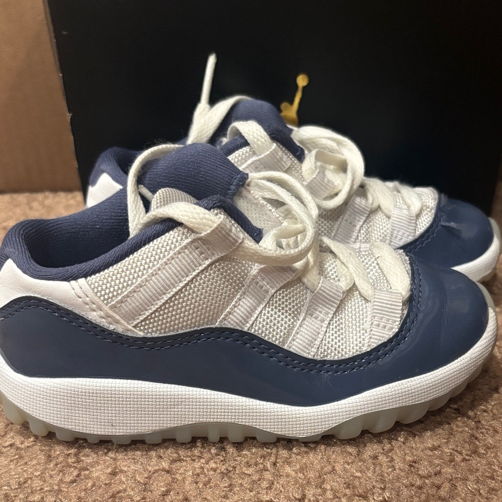 Kids White and Blue Sneakers